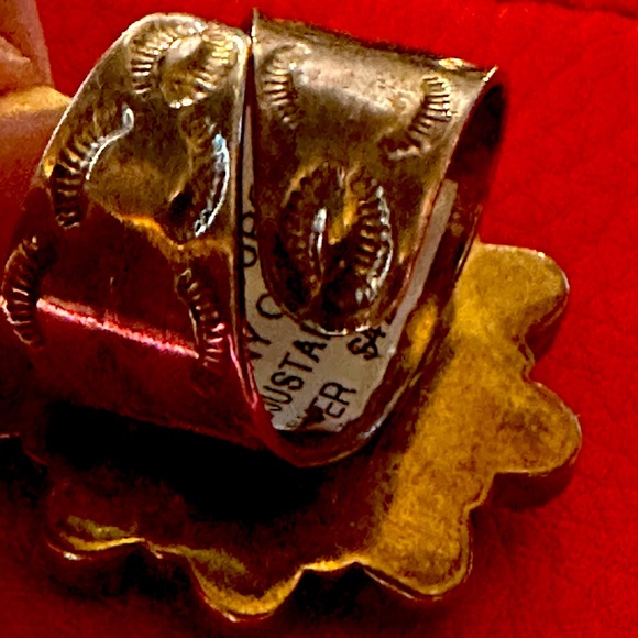 Ring Adjustable-Kingman Turquoise and Spiny Oyster flower Ring - Picture 5 of 12